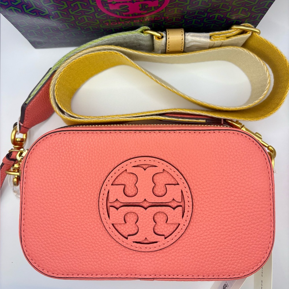 NWT Tory Burch Coral Crossbody Bag with Multicolor Strap
